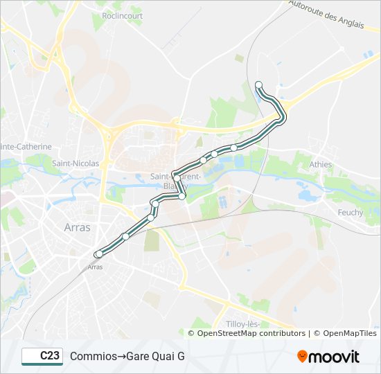 Plan de la ligne C23 de bus