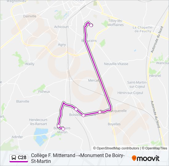 C28 bus Line Map