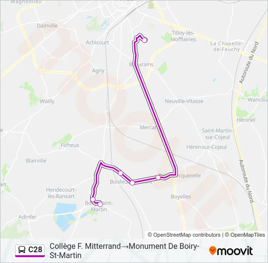 C28 Bus Line Map