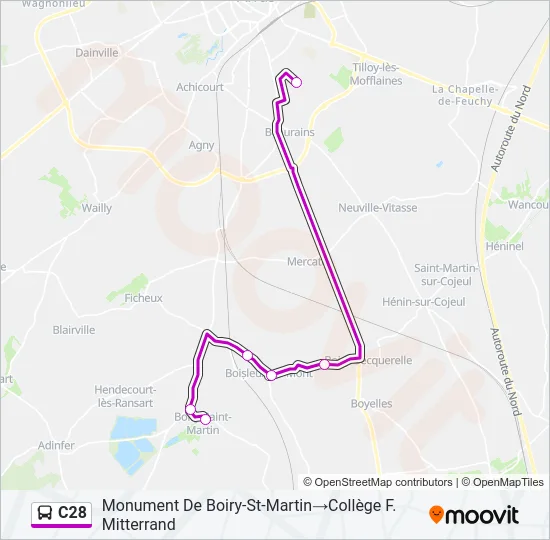 C28 Bus Line Map