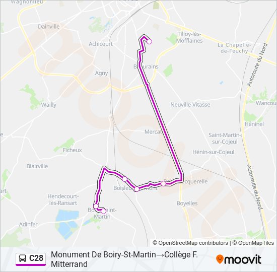 Mapa de C28 de autobús