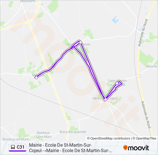 Plan de la ligne C31 de bus