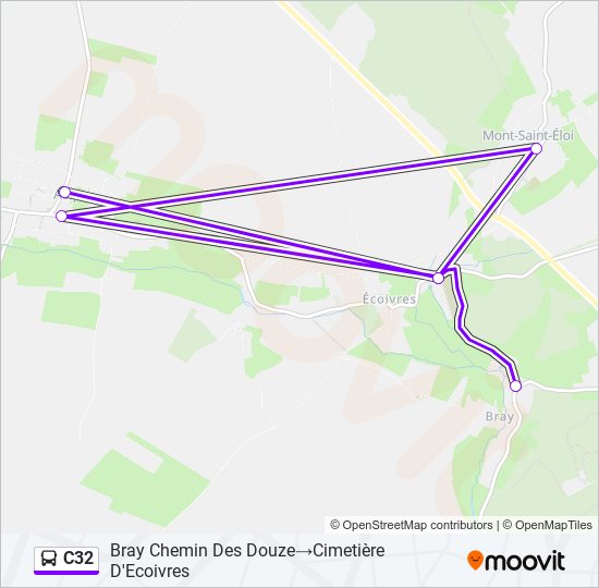 Plan de la ligne C32 de bus