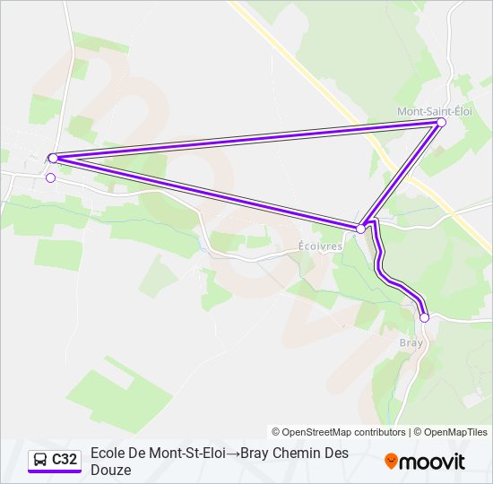 Plan de la ligne C32 de bus