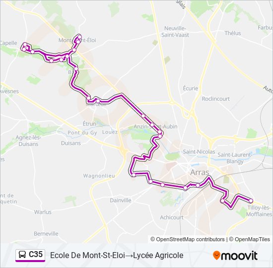 C35 bus Line Map