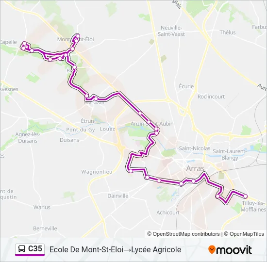 C35 Bus Line Map