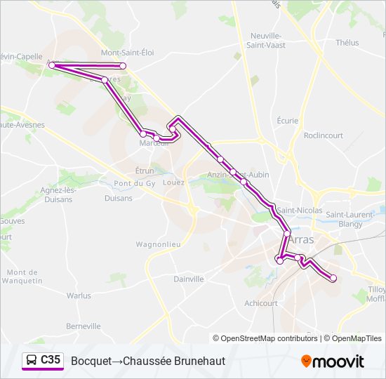 Plan de la ligne C35 de bus