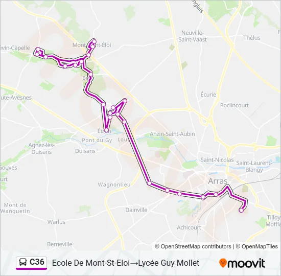 C36 Bus Line Map