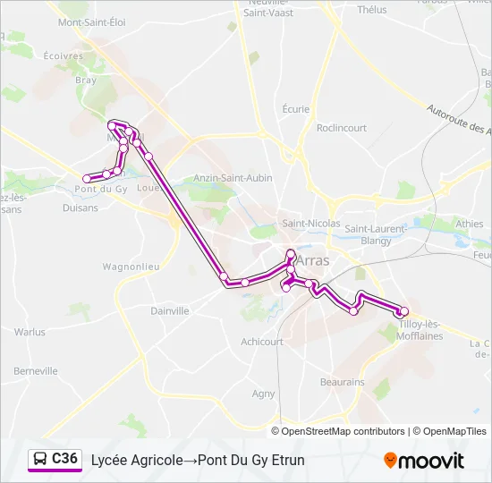 C36 Bus Line Map