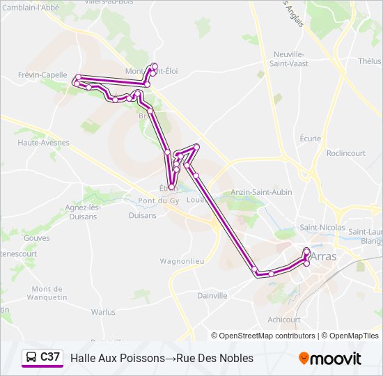 Plan de la ligne C37 de bus