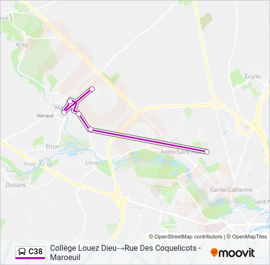 C38 Bus Line Map