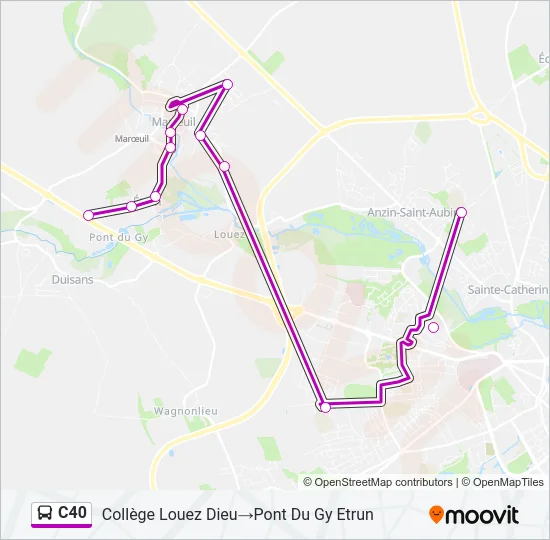 Plan de la ligne C40 de bus