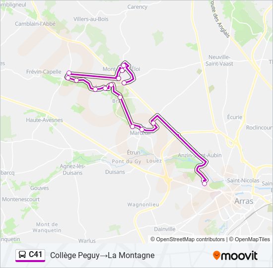 Plan de la ligne C41 de bus