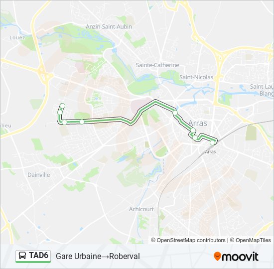 Plan de la ligne TAD6 de bus