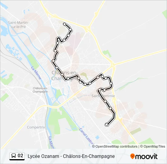 Plan de la ligne 02 de bus