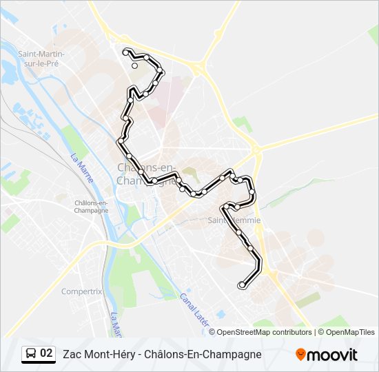 Plan de la ligne 02 de bus