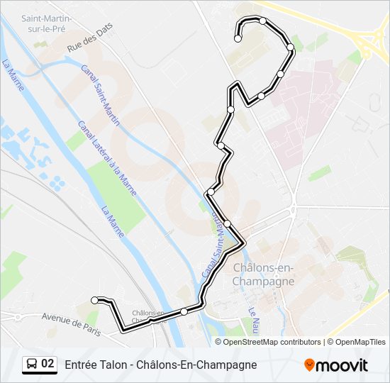 Plan de la ligne 02 de bus