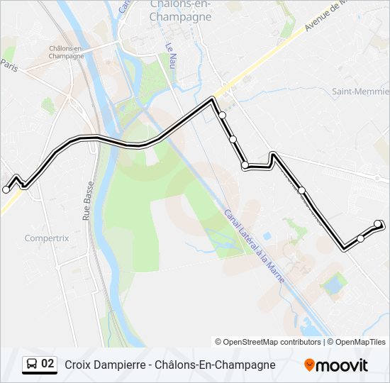 Plan de la ligne 02 de bus