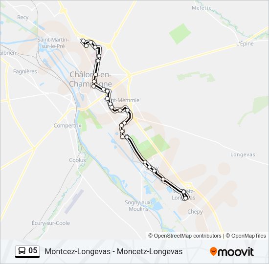 Plan de la ligne 05 de bus
