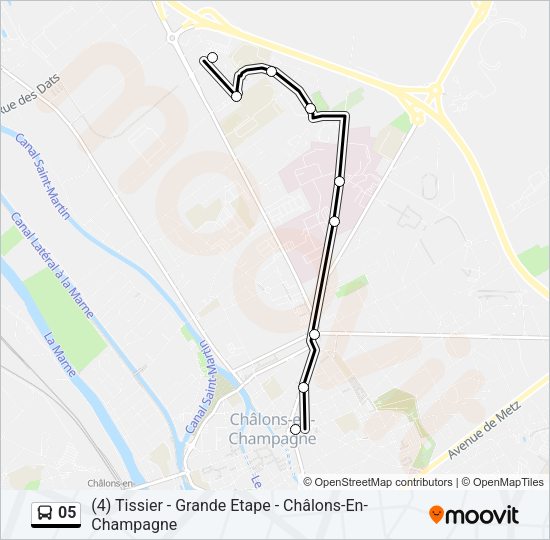 Plan de la ligne 05 de bus