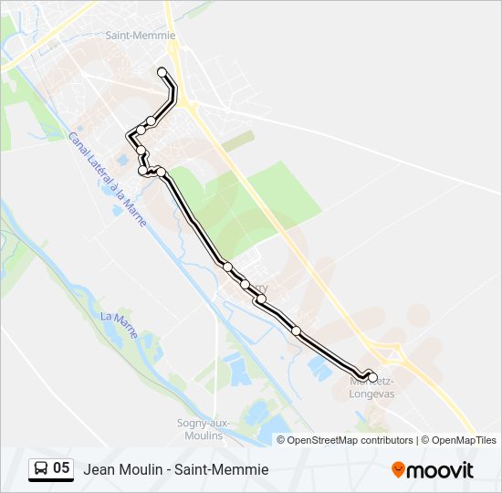 Plan de la ligne 05 de bus