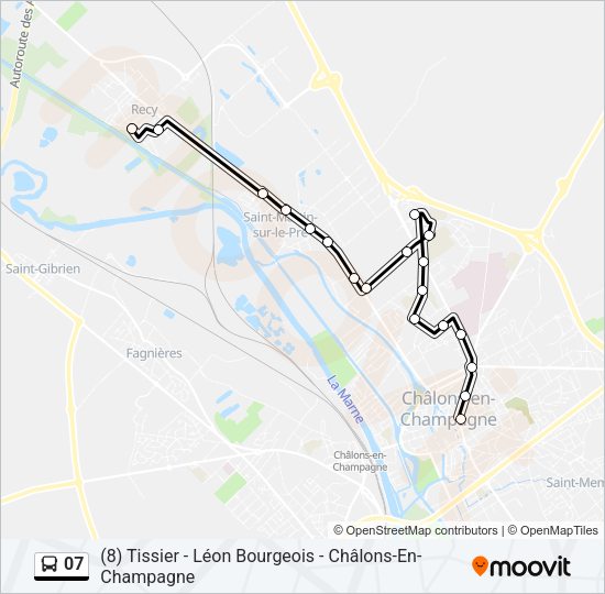Plan de la ligne 07 de bus