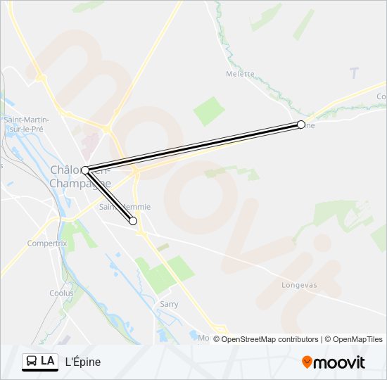 Plan de la ligne LA de bus