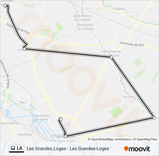 Plan de la ligne LA de bus