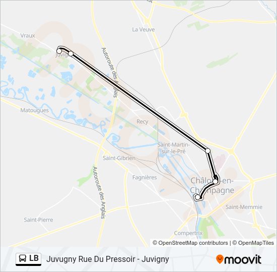 Plan de la ligne LB de bus