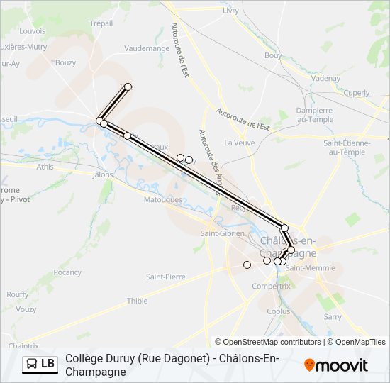 Plan de la ligne LB de bus
