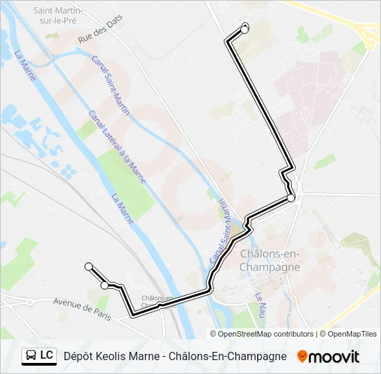 Plan de la ligne LC de bus