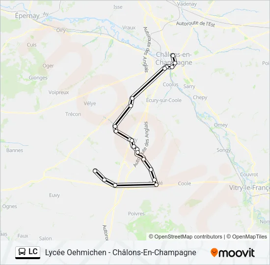 Plan de la ligne LC de bus