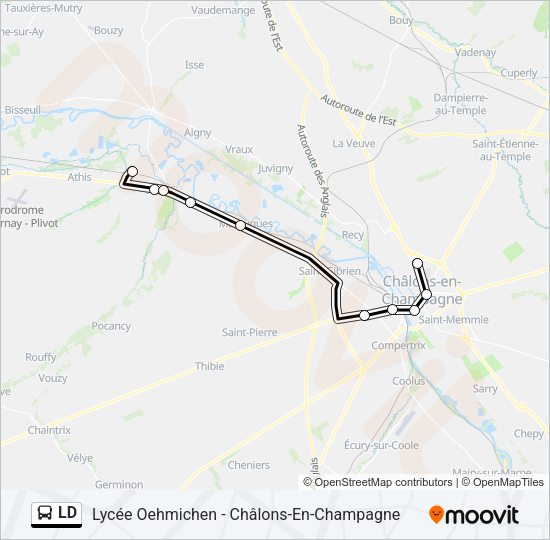 Plan de la ligne LD de bus