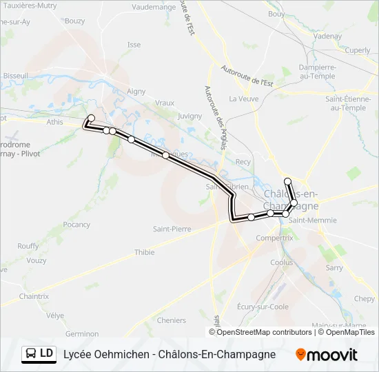 Plan de la ligne LD de bus