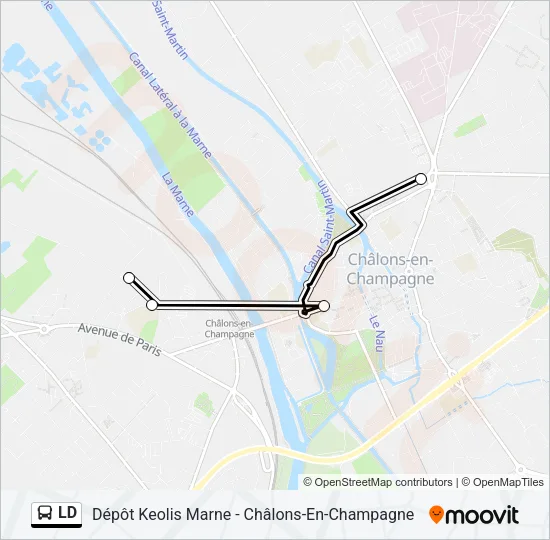 Plan de la ligne LD de bus