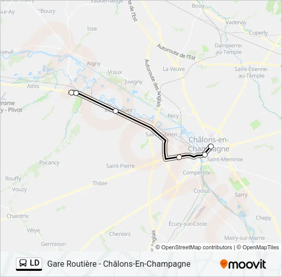 Plan de la ligne LD de bus