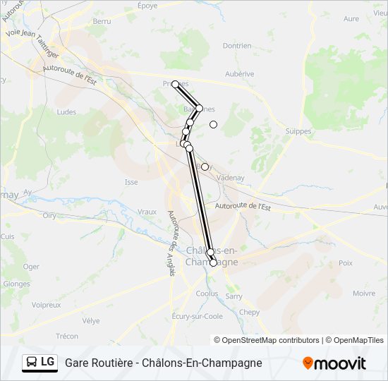Plan de la ligne LG de bus