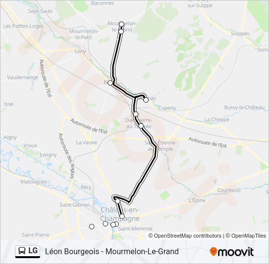 Plan de la ligne LG de bus