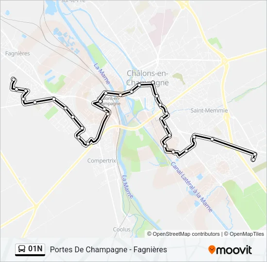 01N Bus Line Map