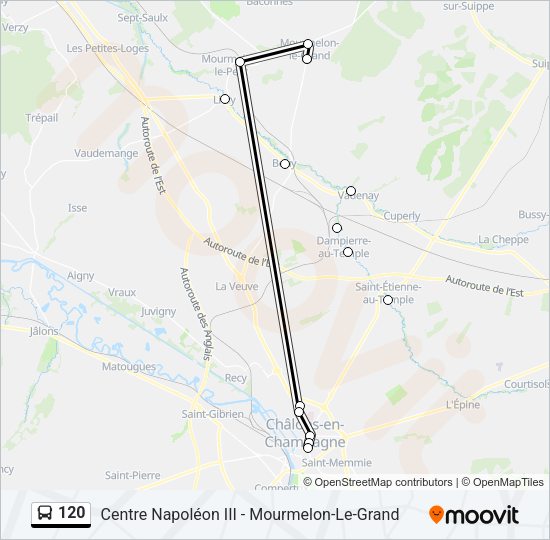 Plan de la ligne 120 de bus