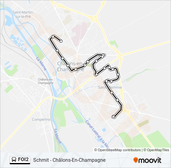 Plan de la ligne FOI2 de bus