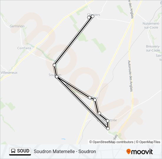 Plan de la ligne SOUD de bus