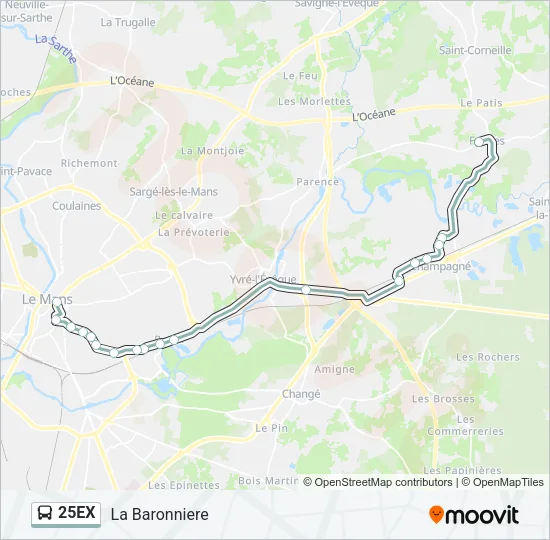 25EX Bus Line Map