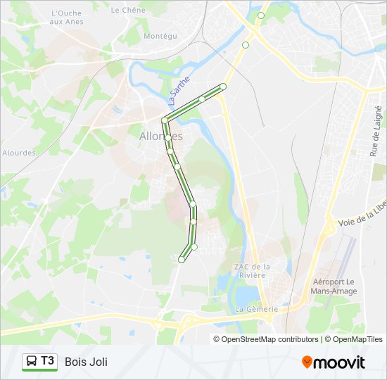 T3 bus Line Map