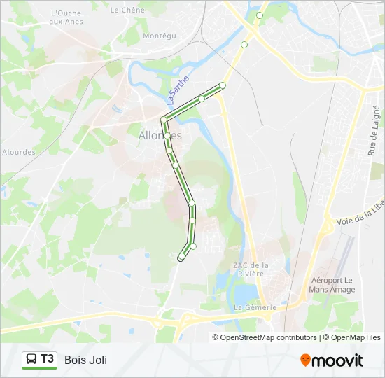 T3 Bus Line Map