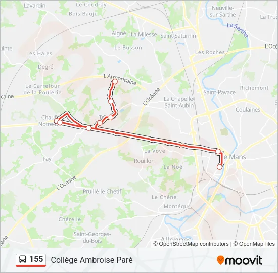 155 Bus Line Map