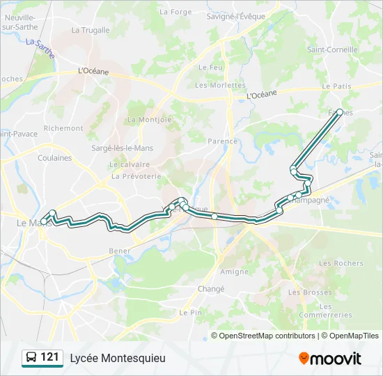 121 Bus Line Map