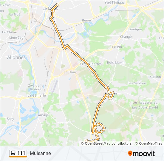 Plan de la ligne 111 de bus