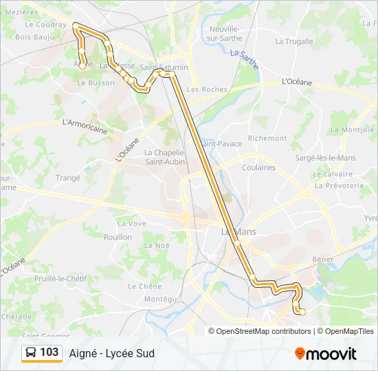103 Bus Line Map