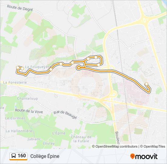 Plan de la ligne 160 de bus